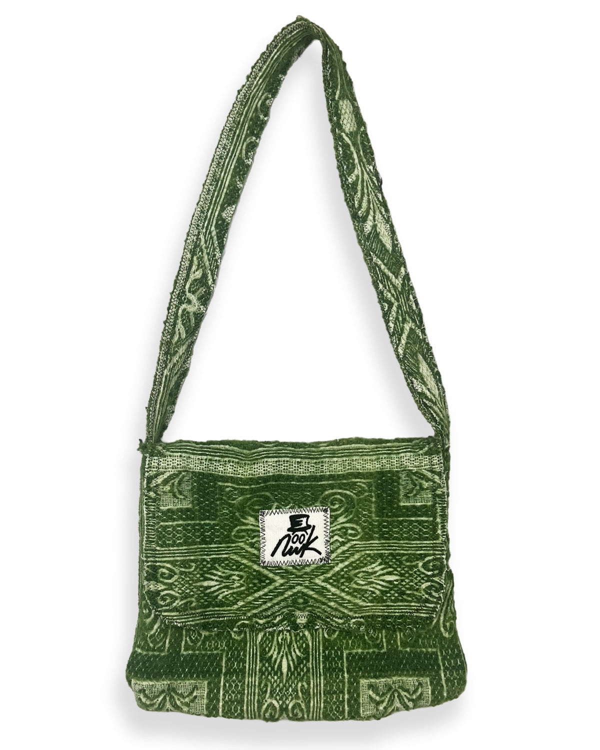 Vintage Green Tapestry Blanket Shoulder Bag