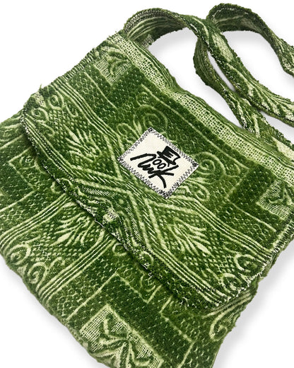 Vintage Green Tapestry Blanket Shoulder Bag