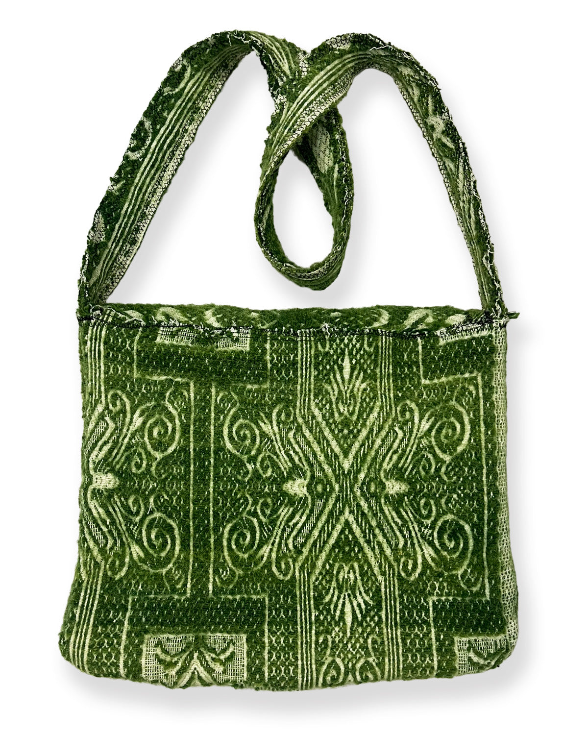 Vintage Green Tapestry Blanket Shoulder Bag