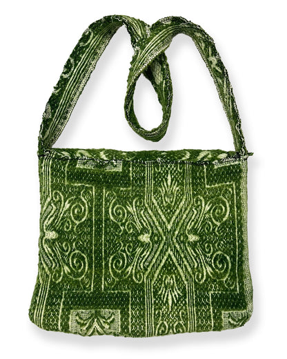 Vintage Green Tapestry Blanket Shoulder Bag