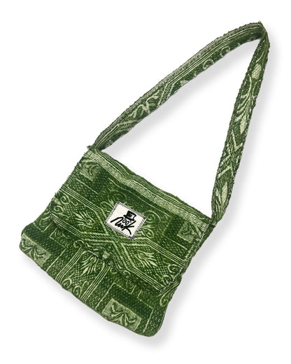 Vintage Green Tapestry Blanket Shoulder Bag