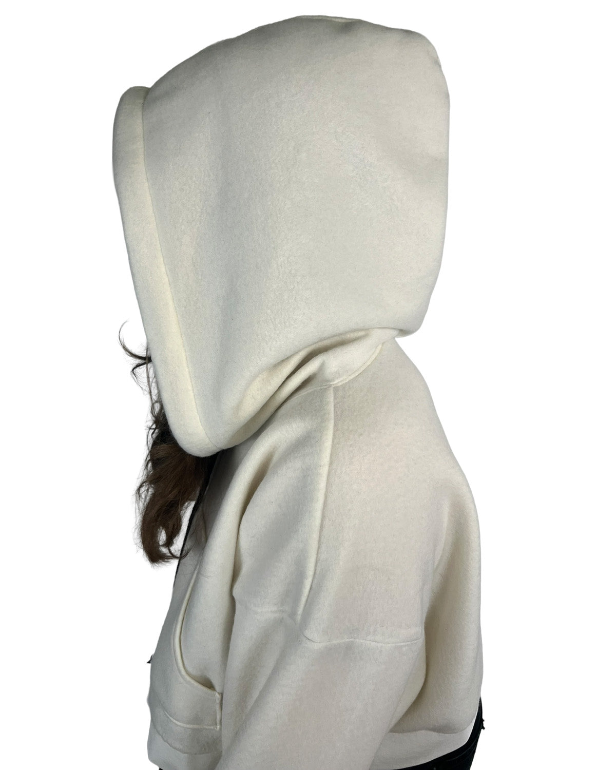 Ivory Cropped Fleece Hoodie