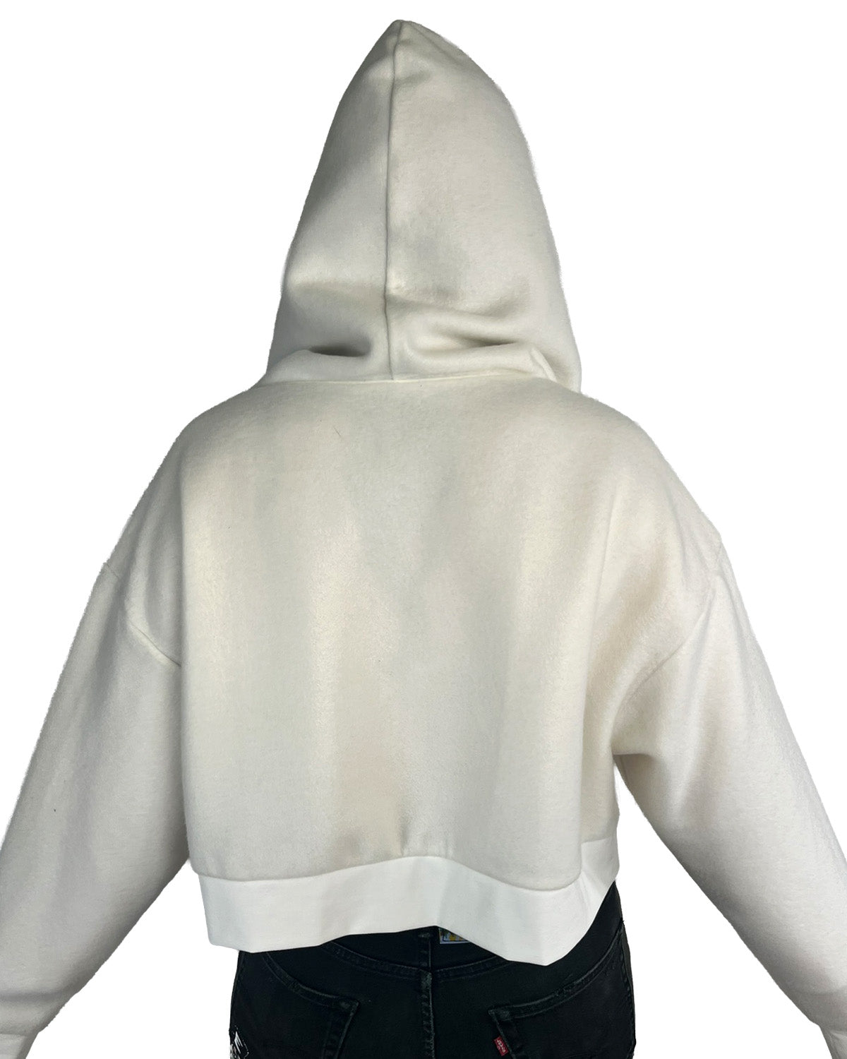 Ivory Cropped Fleece Hoodie