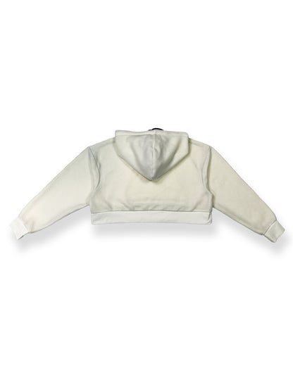 Ivory Cropped Fleece Hoodie