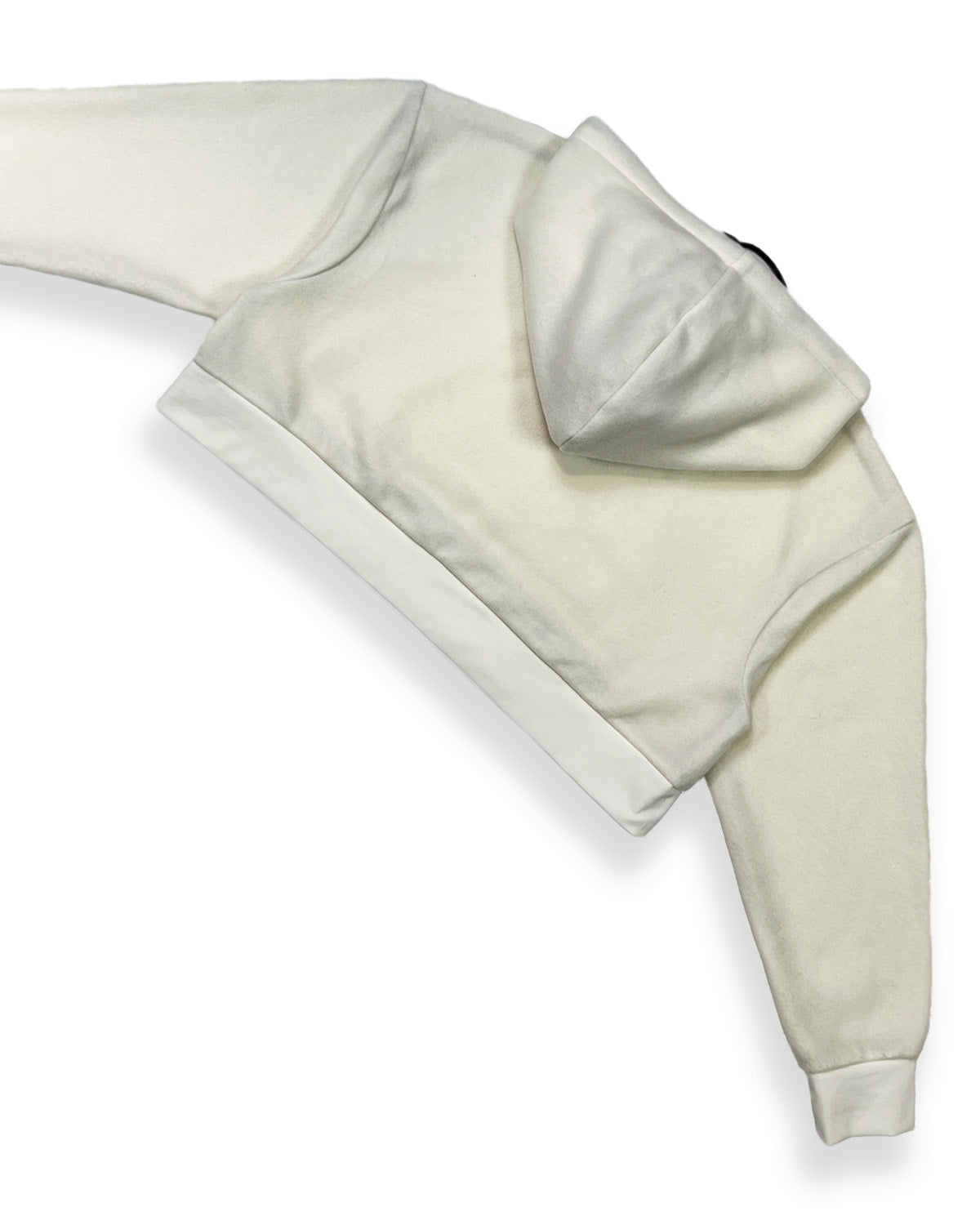 Ivory Cropped Fleece Hoodie