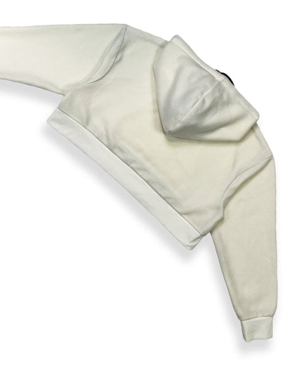 Ivory Cropped Fleece Hoodie