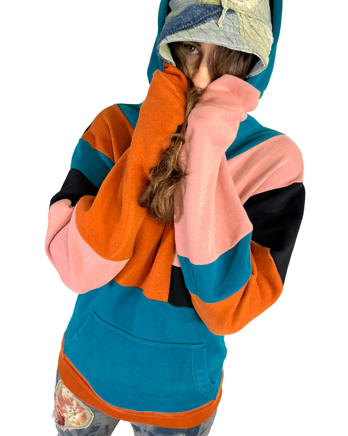Geometric Patchwork Hoodie - M