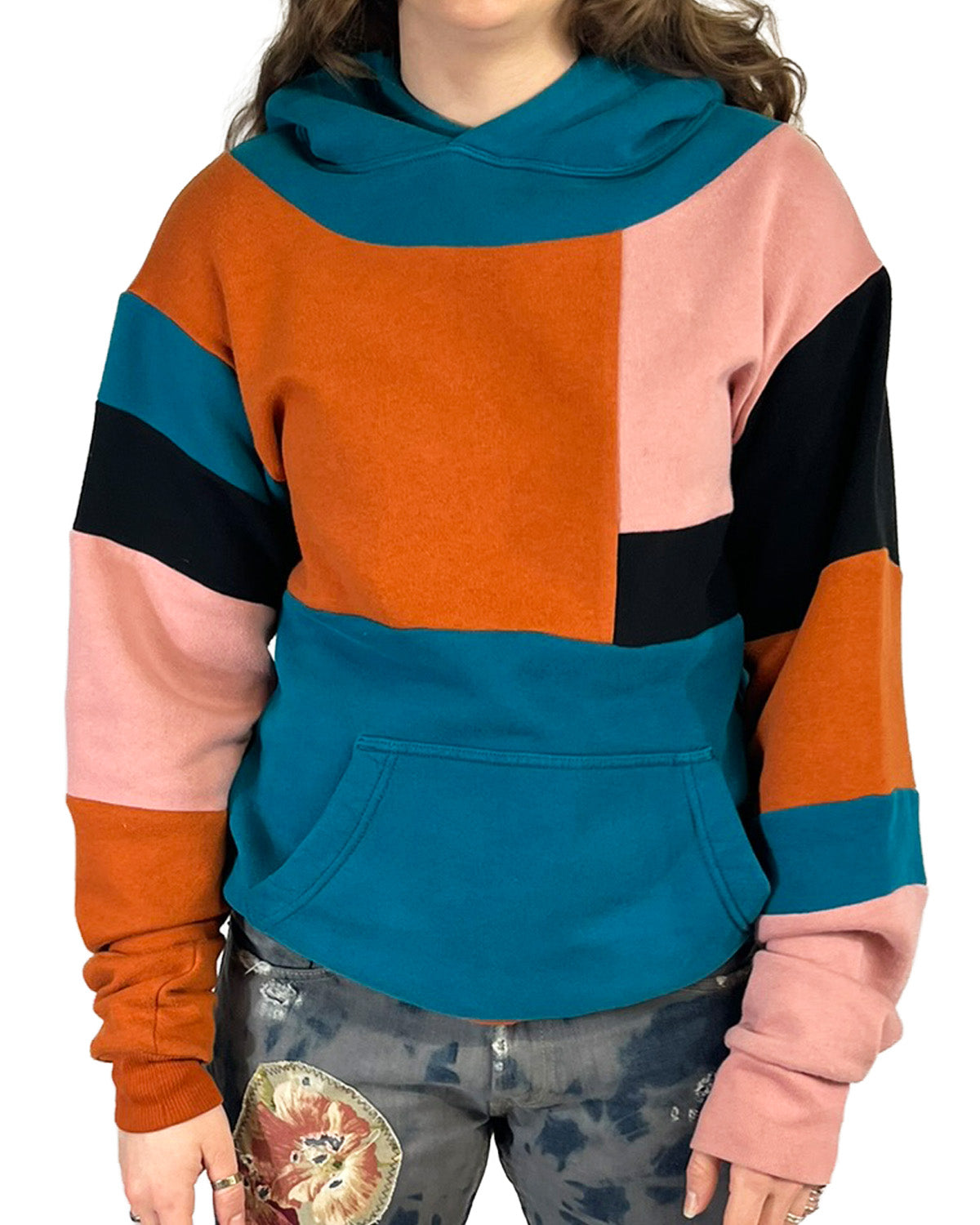 Geometric Patchwork Hoodie - M