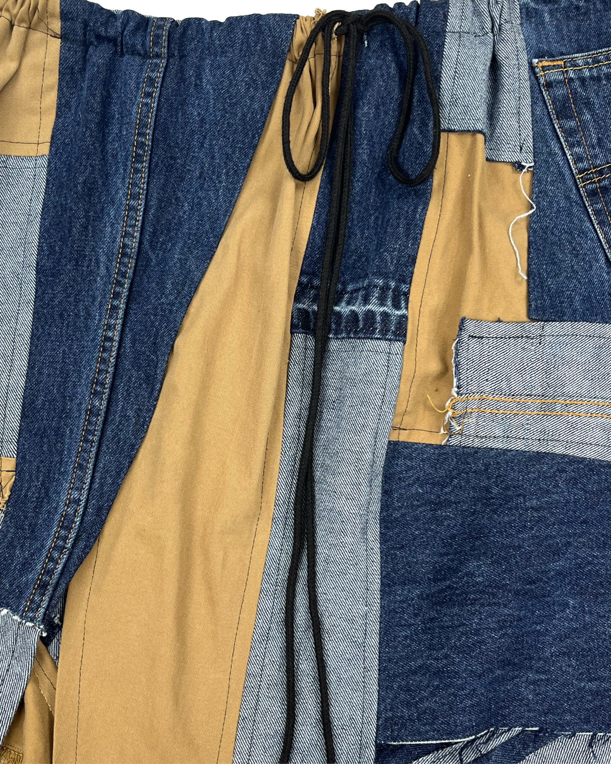 Denim & Khaki Patchwork Skirt