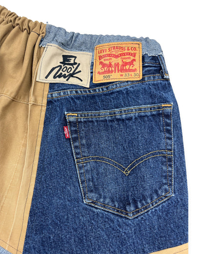 Denim & Khaki Patchwork Skirt