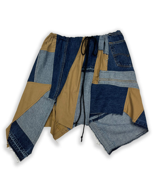 Denim & Khaki Patchwork Skirt