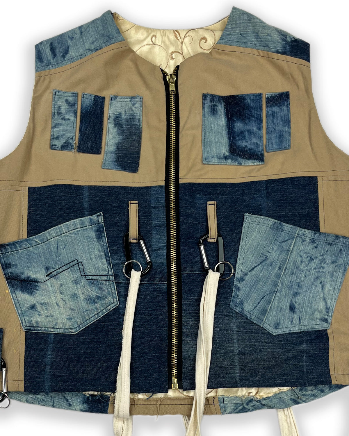 Denim & Khaki Patchwork Vest