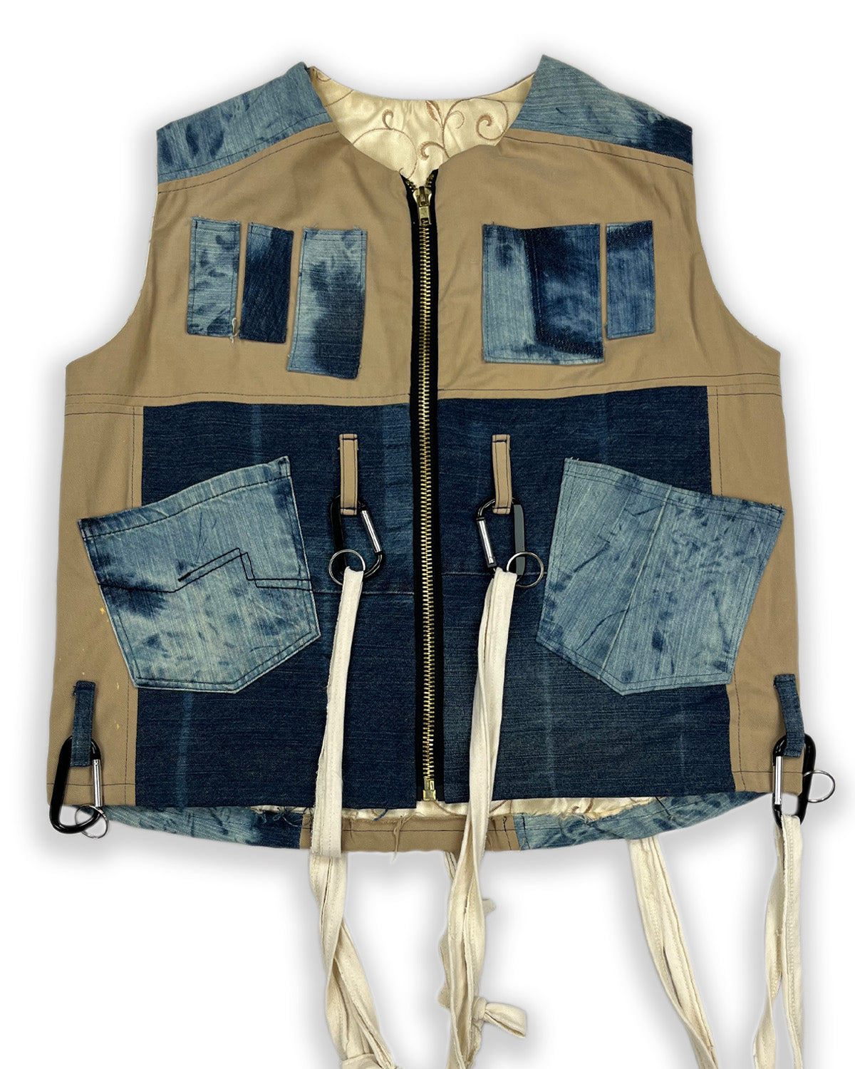 Denim & Khaki Patchwork Vest