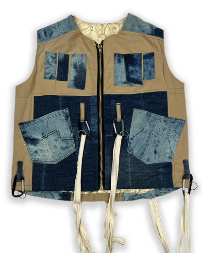 Denim & Khaki Patchwork Vest