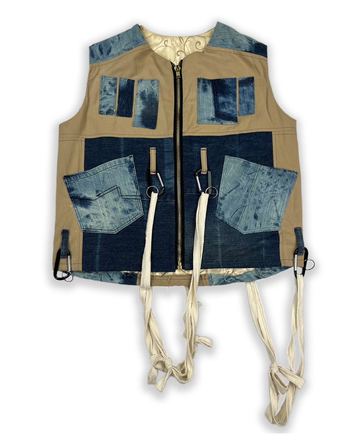 Denim & Khaki Patchwork Vest