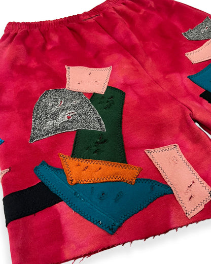 Bleached Red Champion Patchwork Shorts