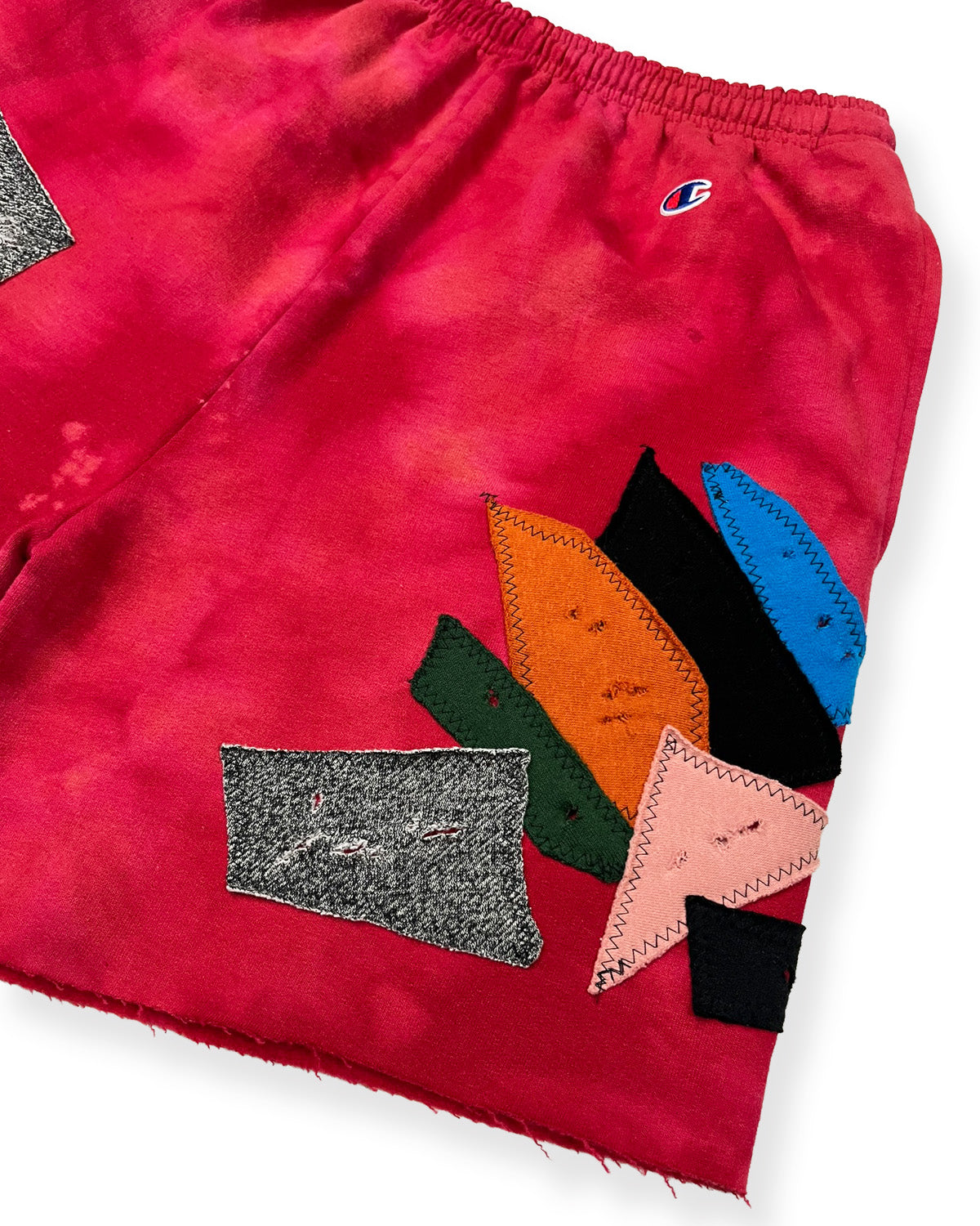 Bleached Red Champion Patchwork Shorts