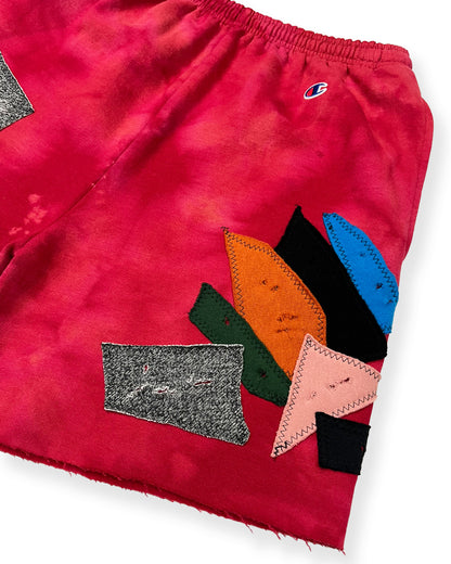 Bleached Red Champion Patchwork Shorts