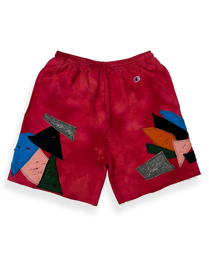 Bleached Red Champion Patchwork Shorts