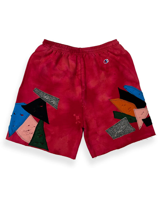 Bleached Red Champion Patchwork Shorts