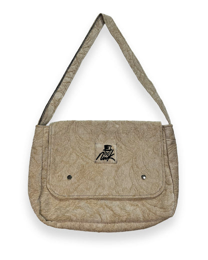 Tan Floral Crossover Flap Bag