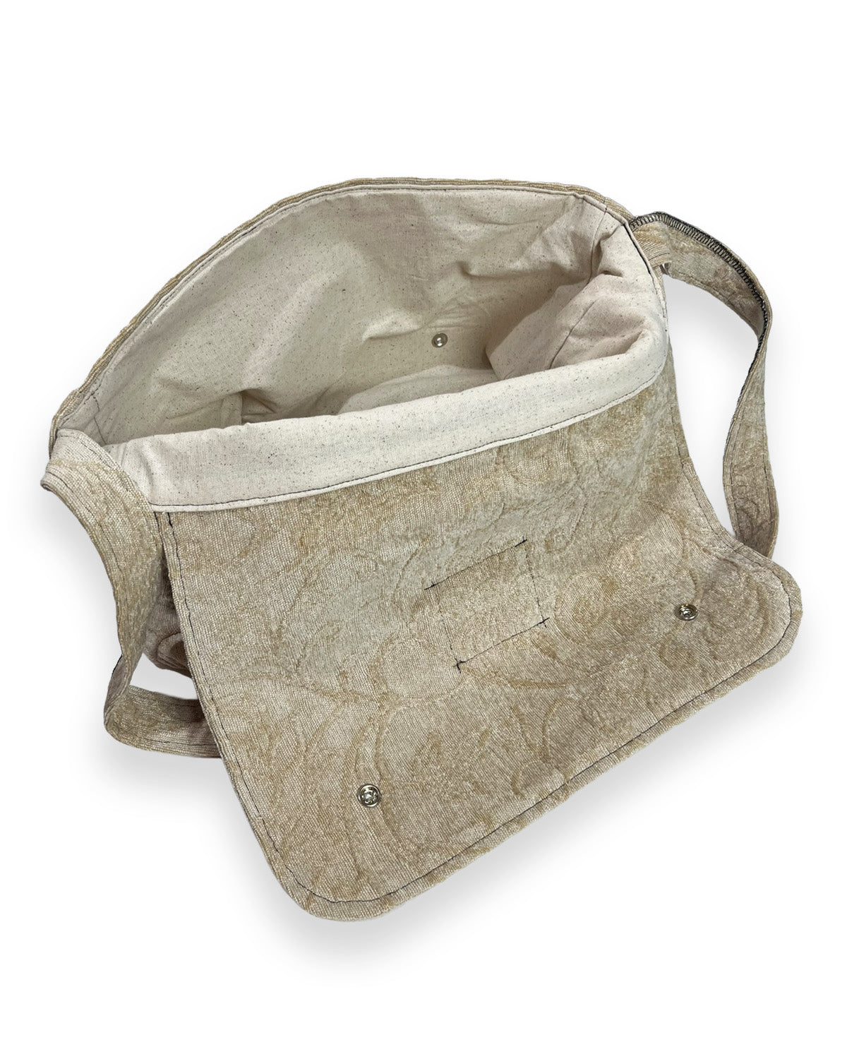 Tan Floral Crossover Flap Bag