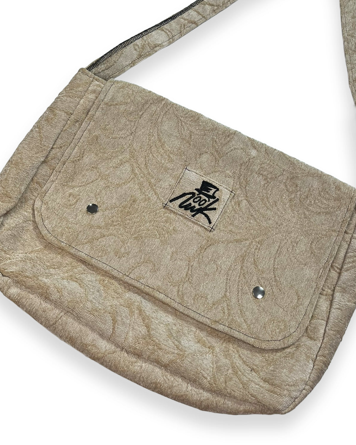 Tan Floral Crossover Flap Bag