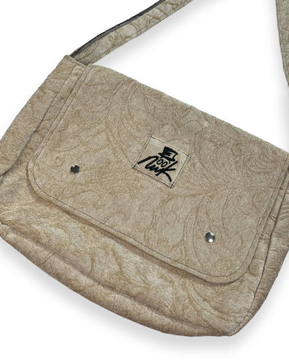 Tan Floral Crossover Flap Bag