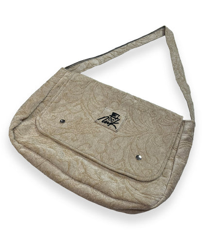 Tan Floral Crossover Flap Bag