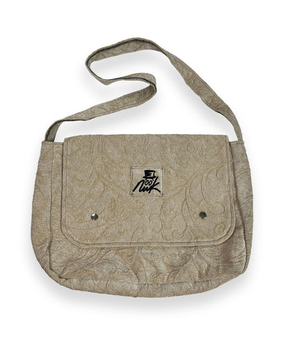 Tan Floral Crossover Flap Bag