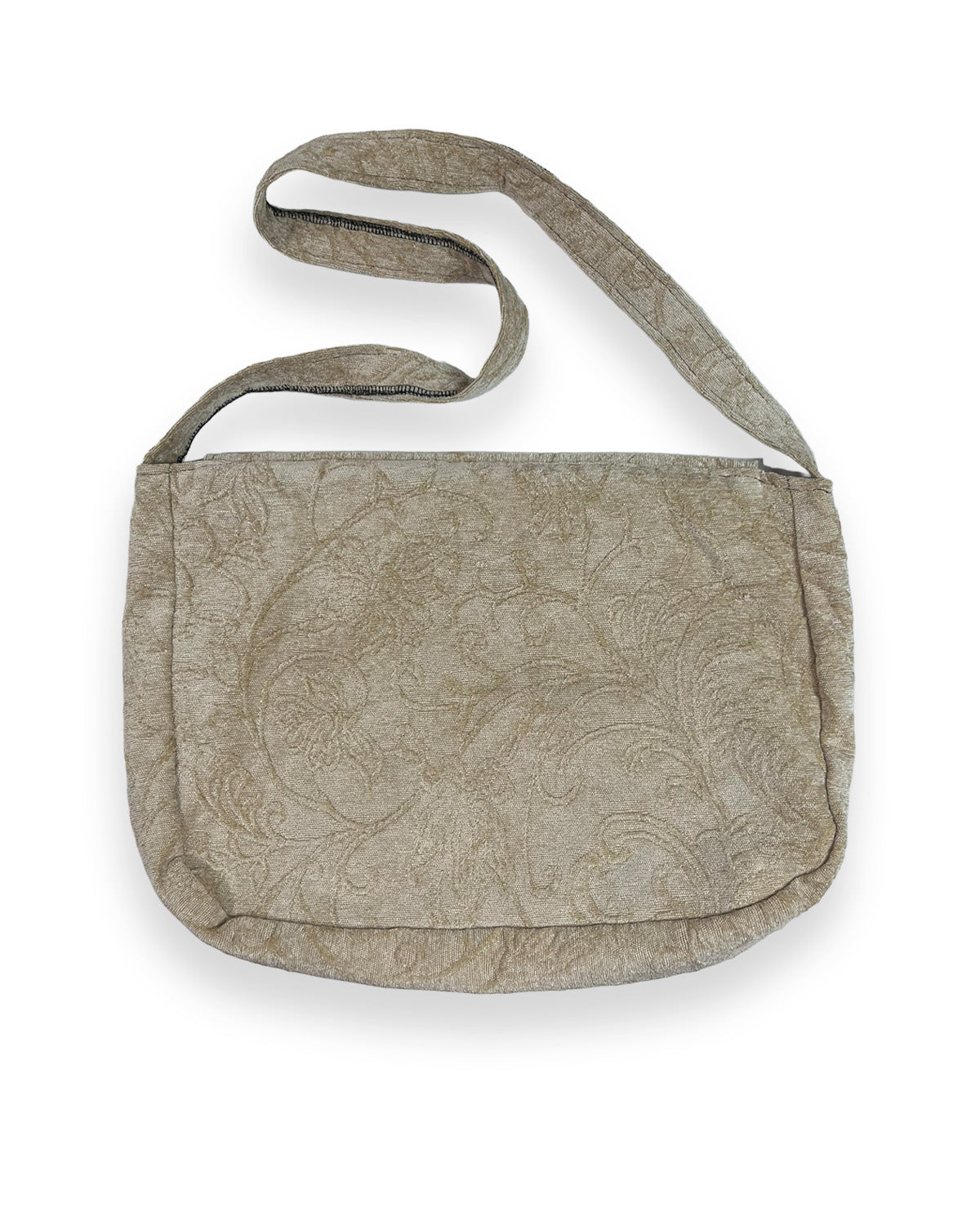 Tan Floral Crossover Flap Bag