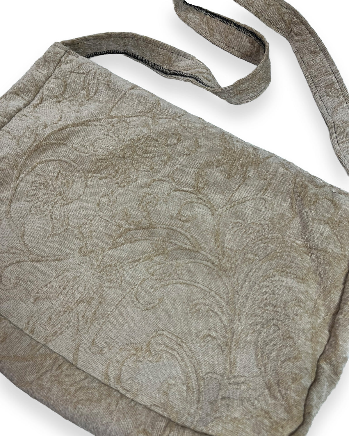 Tan Floral Crossover Flap Bag