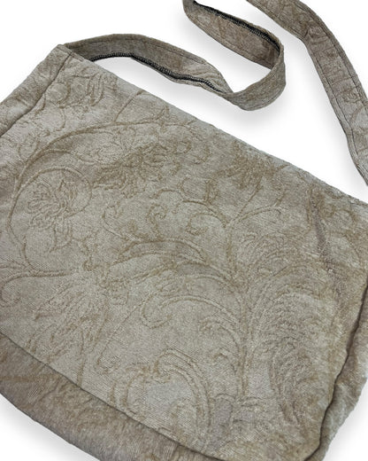 Tan Floral Crossover Flap Bag