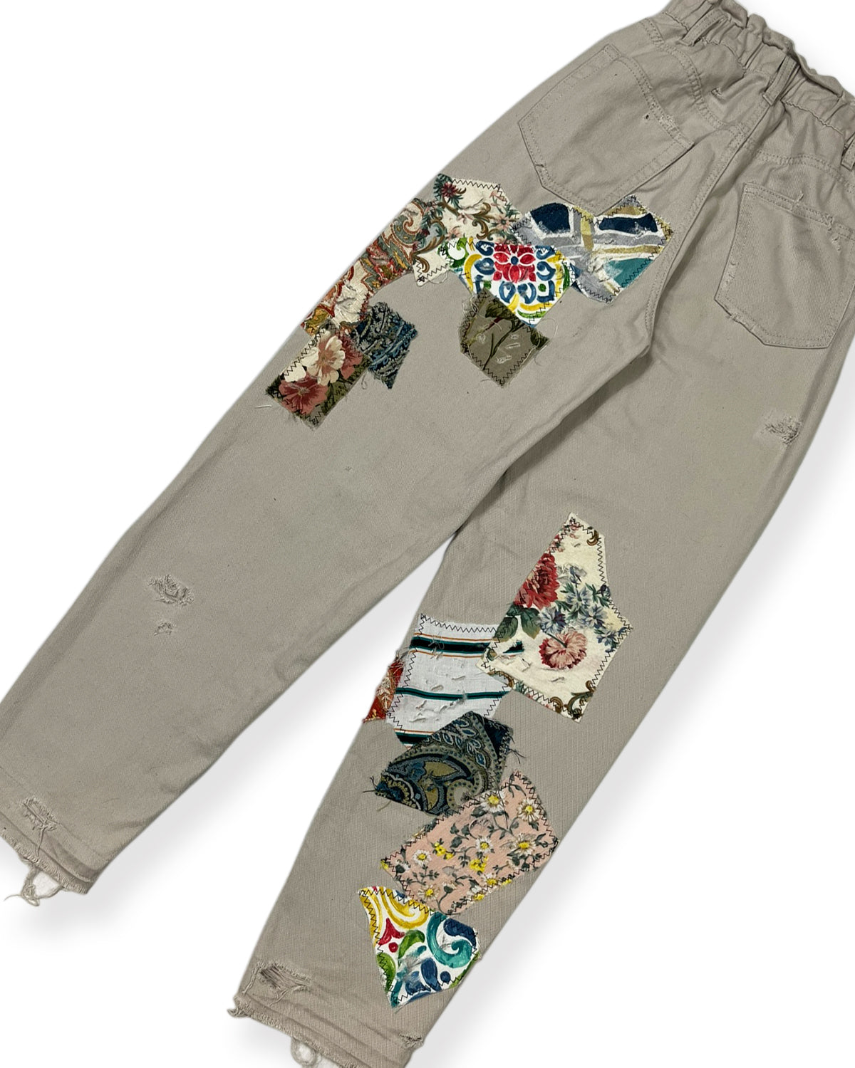 Khaki Patchwork Cinched Waist Pants