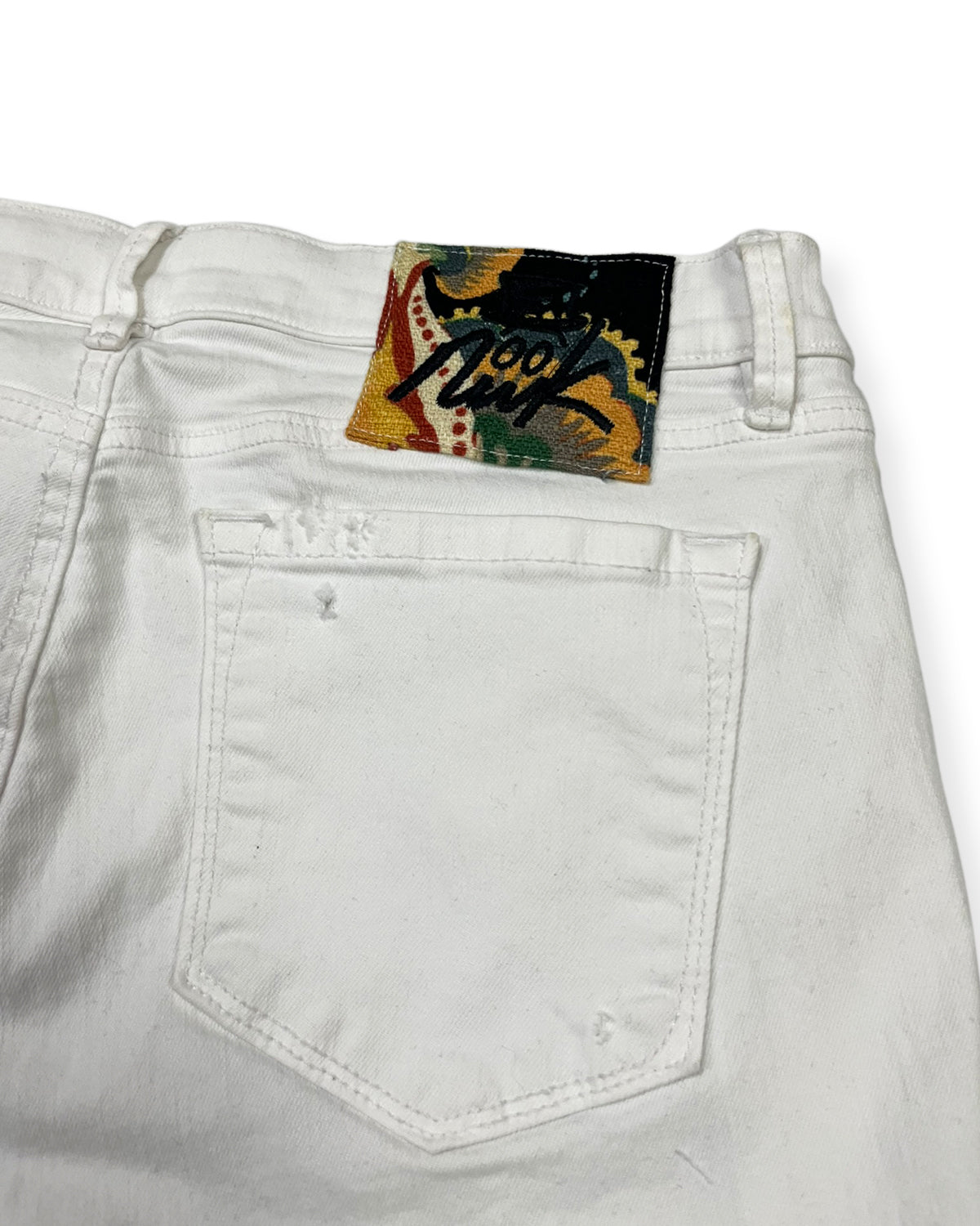 White Flared NWK Patchwork Denim