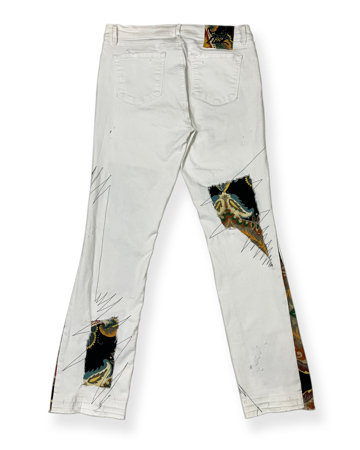 White Flared NWK Patchwork Denim