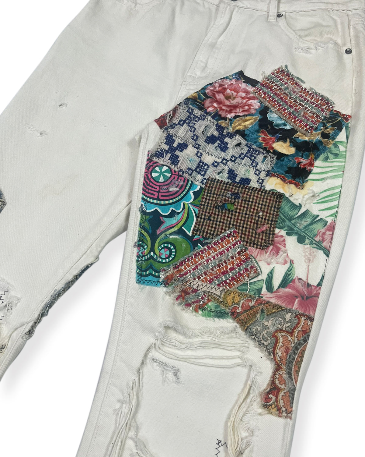 White NWK Patchwork Denim