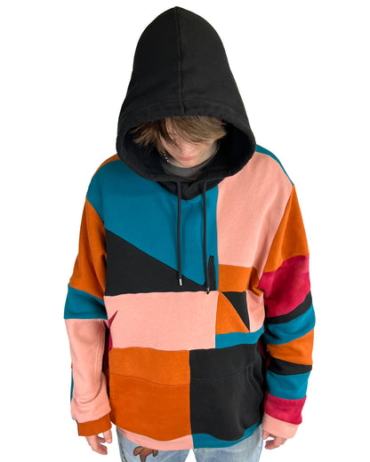 Geometric Patchwork Hoodie - XL