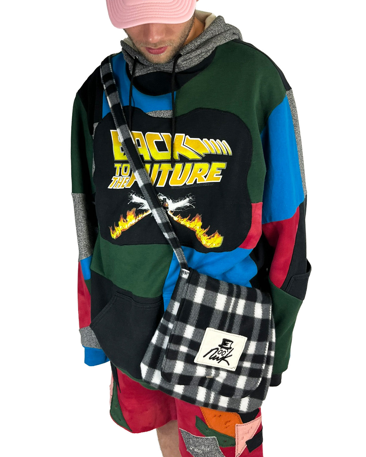 Checkered Fleece Blanket Flap Bag