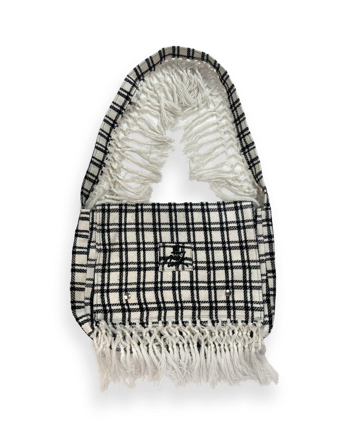 B&W Plaid Flared Shoulder Bag
