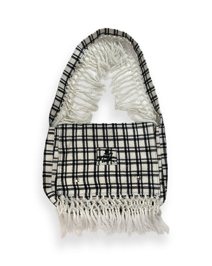 B&W Plaid Flared Shoulder Bag