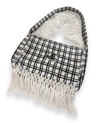 B&W Plaid Flared Shoulder Bag