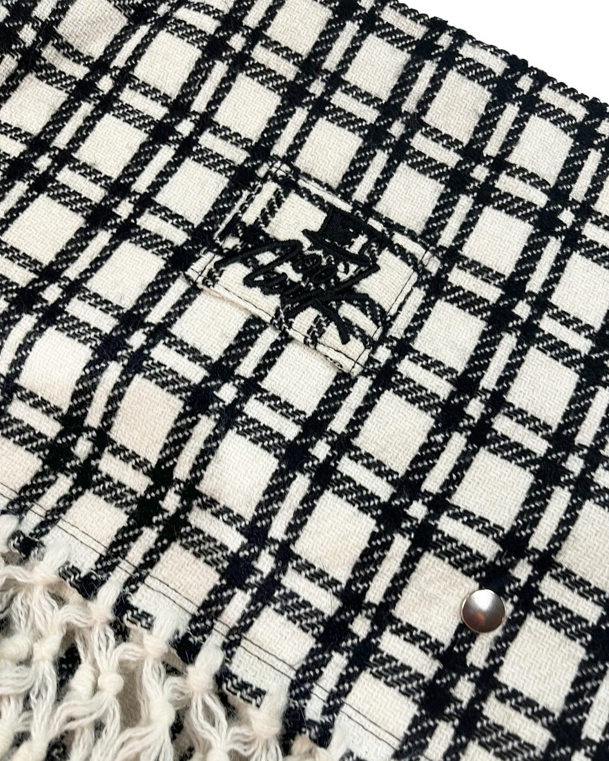 B&W Plaid Flared Shoulder Bag