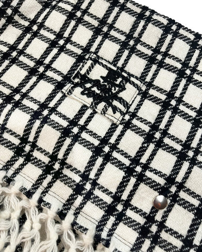 B&W Plaid Flared Shoulder Bag