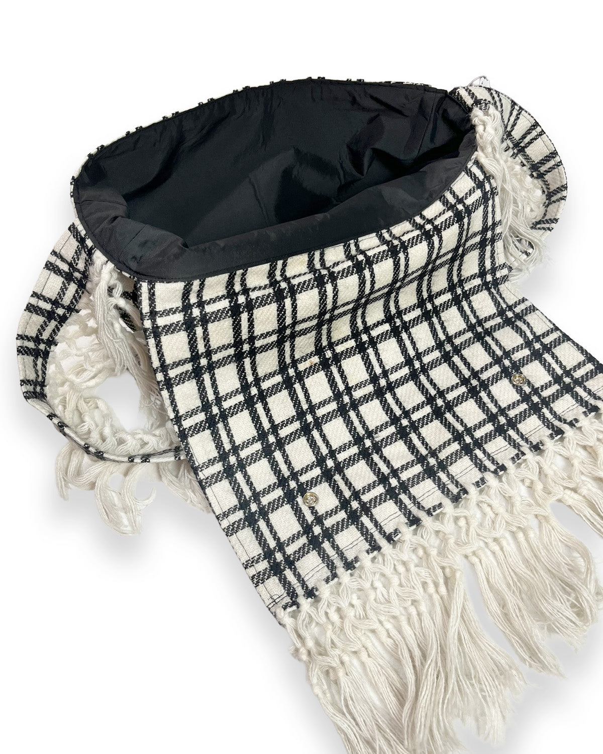 B&W Plaid Flared Shoulder Bag