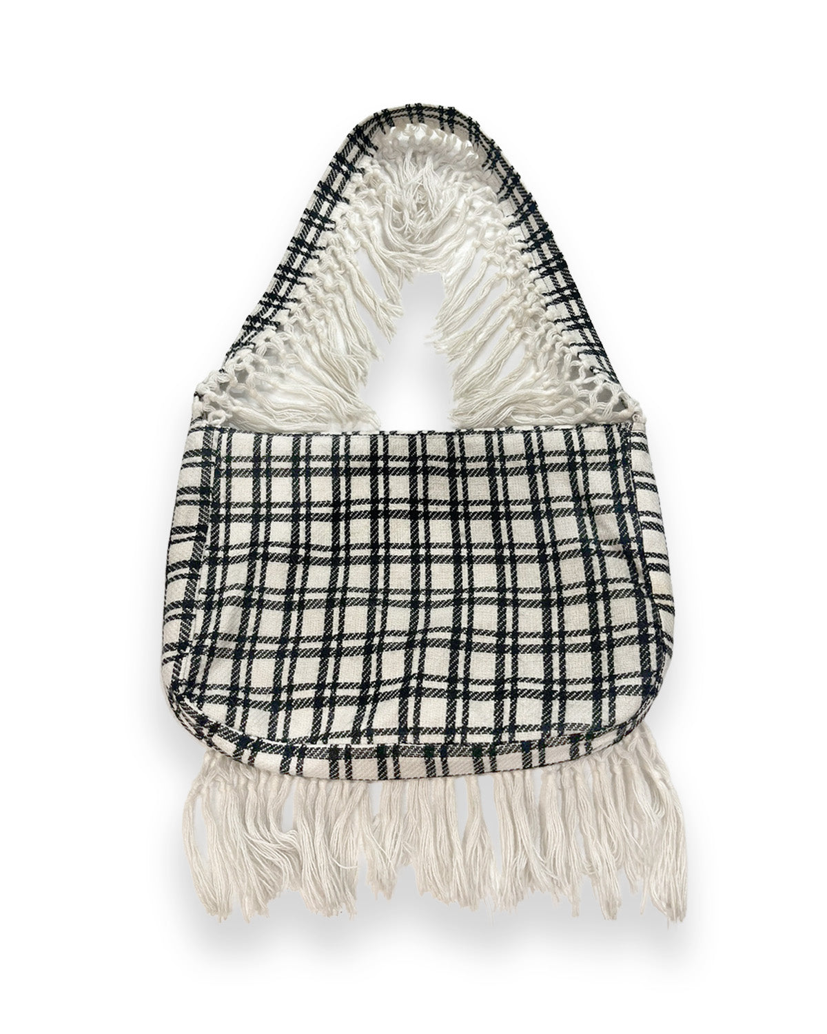 B&W Plaid Flared Shoulder Bag