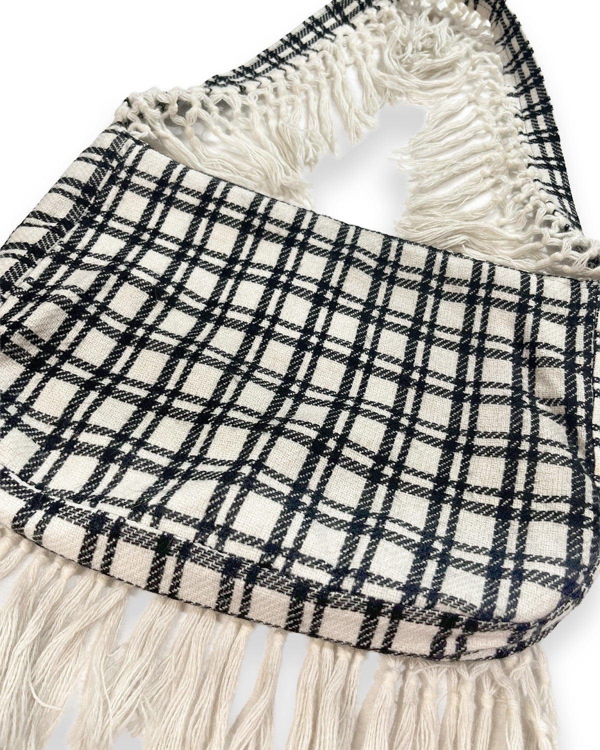 B&W Plaid Flared Shoulder Bag