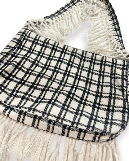 B&W Plaid Flared Shoulder Bag