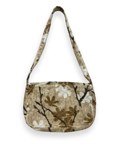 Brown Floral Crossover Flap Bag