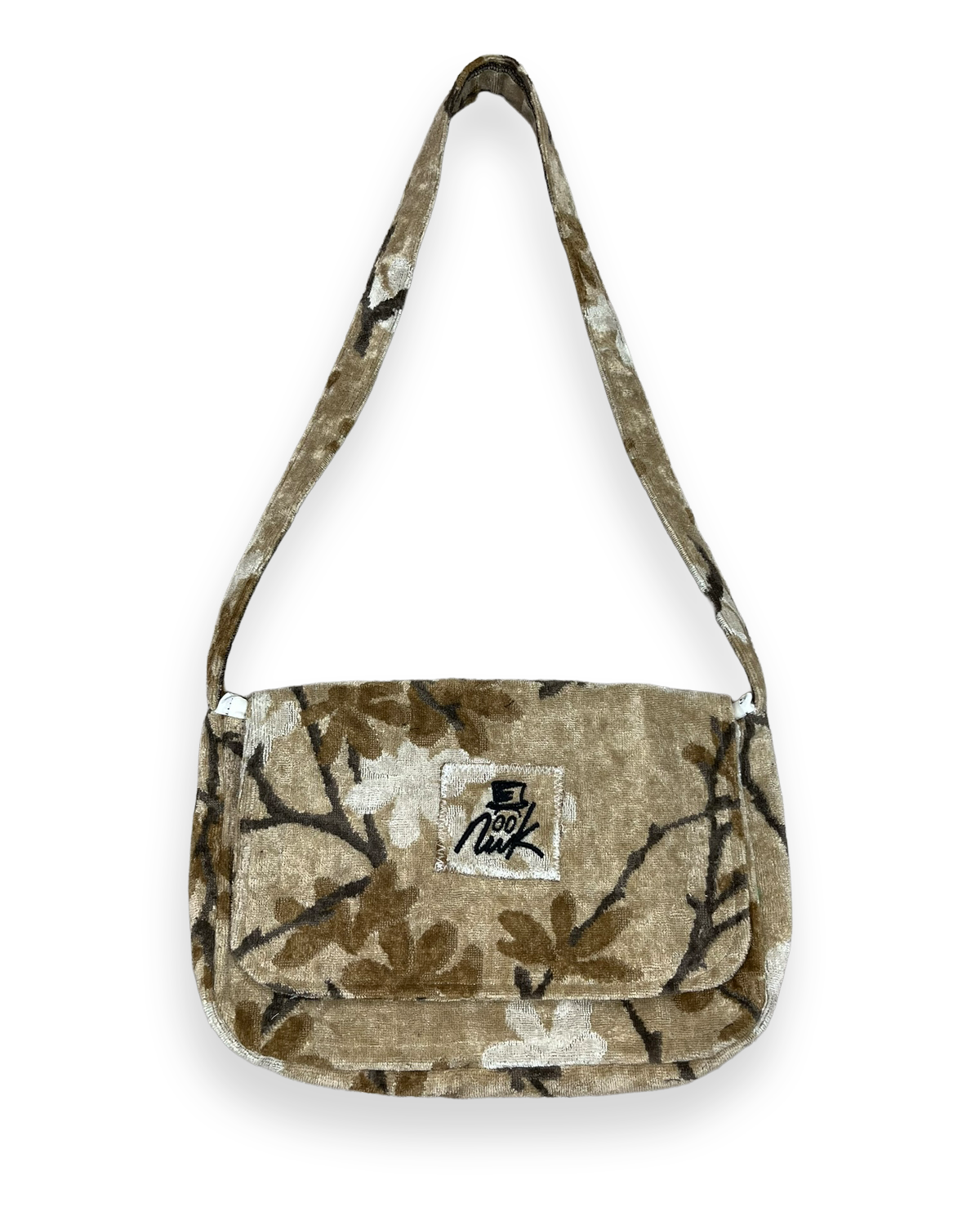 Brown Floral Crossover Flap Bag